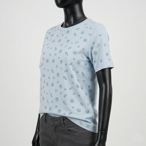 Camiseta de algodón estampada para mujer, informal, de manga corta, cuello redondo, camiseta gráfica de verano para mujer, venta al por mayor - Product Image 4