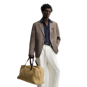 Bolsa de viaje con elegante cremallera de cuero genuino personalizada Vegan PU Leather Weekender Duffel Bag plegable con paneles Casual - Product Image 5