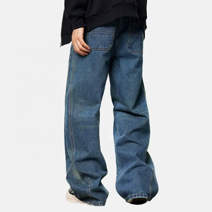 กางเกงยีนส์ทรงตรงสำหรับผู้ชายสำหรับฤดูใบไม้ผลิฤดูใบไม้ร่วงกางเกงยีนส์แฟชั่นอินเทรนด์บริการผลิตตามสั่ง - Product Image 3