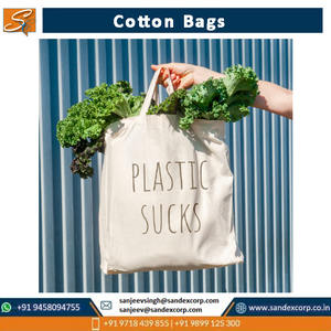 Bolsas de algodón con estampado promocional, diseño personalizable, cómodas bolsas de compras de lona de Color Natural exportadas desde la India - Product Image 3