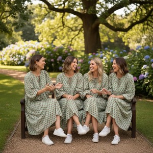 Robe courte en coton imprimé à la main en Inde, pour mariage, festival, designer, kimono long, cadeau d'anniversaire, de Noël, d'anniversaire de mariage pour elle - Product Image 6