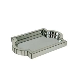 Plateau miroir rectangulaire moderne noir en métal et verre pour la décoration intérieure et l'exposition de vanité, pour le rangement de maquillage et de bijoux - Product Image 3