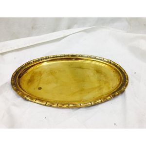 Brass Decorative Gold <b>Tray</b> with Perforated Cutout Rim and Floral Design Handle Perfect Elegant Tableware for <b>Drinks</b> & Display - Product Image 2