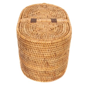 Cesta ovalada de ratán con 2 tapas, cesta de almacenamiento hecha a mano, venta al por mayor, ecológica, hecha en Vietnam - Product Image 4