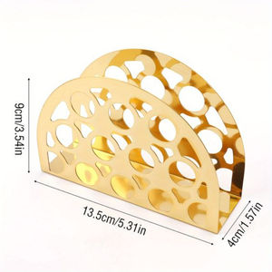 Servilletero de forma semiredonda, servilletero de oro rosa de hierro en precio al por mayor, estante de almacenamiento de pañuelos para exportaciones en India - Product Image 1