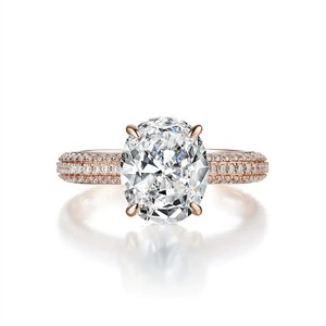 Anillos de Compromiso Clásicos de Plata 925 para Mujer, Diamante de Corte Oval Cultivado en Laboratorio, Joyería Fina, Anillo Chapado en Oro Rosa de 10K, 14K, 18K para Unisex - Product Image 1