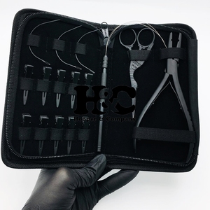 Kit d'outils d'extension de cheveux de vente chaude Kit d'outils d'extension de cheveux Top tendance Logo pince pince durable aiguille ciseaux boucle vison - Product Image 4