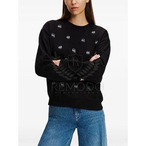 Sudadera de punto personalizada con pedrería para mujer, estilo oversize, con brillo, venta al por mayor, top de streetwear - Product Image 6
