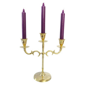 Bougeoir en métal de qualité supérieure, fait à la main, en laiton doré poli, à 3 bras, pour les événements de mariage - Product Image 4