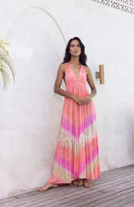 Robe de Bohème décontractée d'été à manches courtes et revers Longueur maximale A-Line Flowy Maxi Women With Belt Beach Dress - Product Image 2