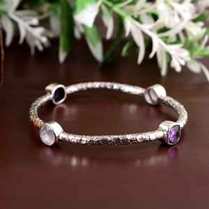 Belle conception améthyste bijoux guérison coupe ronde améthyste bracelet de pierres précieuses à facettes en argent sterling 925 pierre naturelle - Product Image 2