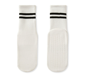 Nouveau Chaussettes montantes mi-mollet à double barre pour homme et femme Grip antidérapant pour les sports d'intérieur Fitness Yoga Pilates-Sports & Fitness Yoga - Product Image 2