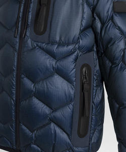 Veste matelassée chauffante coupe-vent à capuche pour homme, personnalisable ODM/OEM, séchage rapide, enduite, écologique, avec face en laine teinte unie - Product Image 6