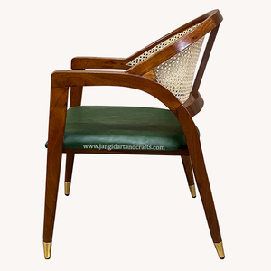 Fauteuil d'appoint vintage en bois massif et rotin tressé, idéal pour café, bureau, salle à manger, hôtel, chambre à coucher, meuble tissé à la main - Product Image 6