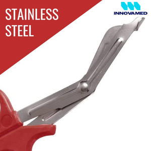 กรรไกรฉุกเฉิน7.5นิ้วสีแดงวัสดุสแตนเลสพลาสติกสำหรับใช้ทางการแพทย์หรือของใช้ส่วนตัวกรรไกรปฐมพยาบาลฉุกเฉิน - Product Image 5