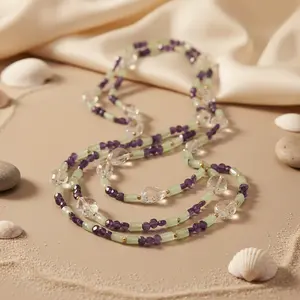 Collier multi-brins en améthyste et cristal de quartz pour femme - Product Image 1