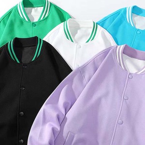 Custom Men's Varsity Jacket Stand Embroidered Front Printing <b>Wool</b> Long Sleeve Customizable Design Button Solid Color Windproof - Product Image 2