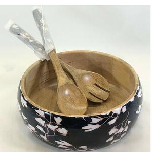 Vente en gros d'ustensiles de cuisine Bol rond en bois de taille moyenne Bols à pâte en bois avec autocollant émaillé de haute qualité - Product Image 5