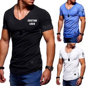 Custom <b>Logo</b> Men's Short Sleeve T-Shirt High Street Fitness Bodybuilding Style Locking Sleeves Plus Size Tops for Summer - Product Image 6