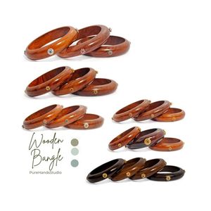 Pulsera hecha a mano de madera de alta calidad con metal para niñas y mujeres para fiesta, brazaletes elegantes - Product Image 1