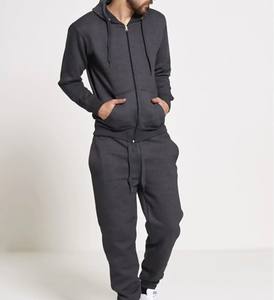 Nuevo chándal de manga larga para hombre en patrón sólido teñido liso para invierno en diferentes tamaños con cremallera completa color gris - Product Image 6