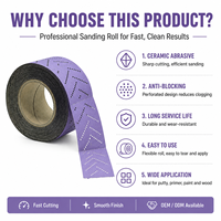 Rouleau de papier abrasif céramique premium violet aurora 70mm*12m OEM OBM ODM, efficace et durable pour les solutions de ponçage de surfaces automobiles