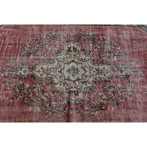 Turkish 4.4x8.2 ft Rug, Vintage Rug, <b>Red</b> Patchwork <b>Wool</b> Rug - Product Image 5