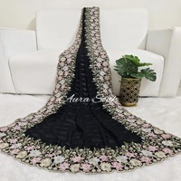 Georgette de vente chaude avec des paillettes et du travail de pierre Saree approvisionnement en gros d'usine de l'Inde à des taux bon marché