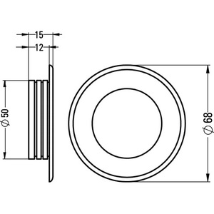 Hermeta <b>Black</b> Powder-Coated Aluminum Round Furniture Handle 50mm Inset Diameter - Product Image 3