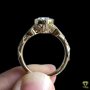 Bague ovale vintage cultivée en laboratoire 925 lunette en argent bague de fiançailles Style Antique Milgrain bijoux de mariage pour femmes - Product Image 5