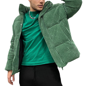 OEM Custom Logo <b>Men's</b> Winter <b>Jacket</b> Stand Collar Loose Windproof <b>Corduroy</b> With Hood and Embroidery Zip up Warn Cotton Canvas - Product Image 1