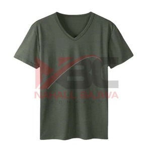 T-shirt en coton uni à col en V pour hommes Vêtements de gym ajustés unis sur mesure. - Product Image 3