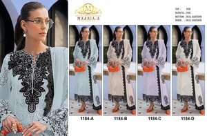 Costume pakistanais exclusif pour mariages Renard lourd Georgette Feuille Broderie Séquence Travail Moti Border Khatli Cou Détaillant - Product Image 6