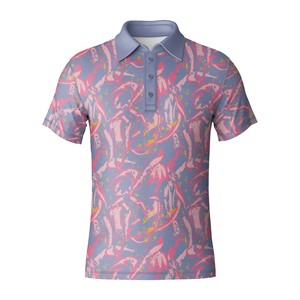 เสื้อกอล์ฟผู้ชาย ผ้าเจอร์ซีย์โพลีเอสเตอร์ผสมสแปนเด็กซ์ ระบายเหงื่อได้ดี ป้องกันรอยยับ ผลิตตามแบบ OEM - Product Image 2