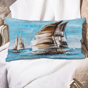 Almohada con estampado de paisaje marino azul costero - Decoración moderna para oficina y hogar, 28"x28" - 70x70 cm - Product Image 4