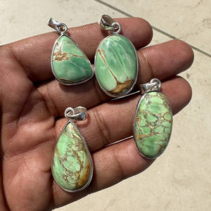 Pierre précieuse variscite australienne verte naturelle pendentif en argent sterling massif 925 bijoux faits à la main - Product Image 1