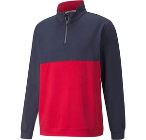 Index Apparel Men's Quarter Zip <b>Fleece</b> Sweatshirt <b>Orange</b> Black Color Blocking Regular Fit Casual Autumn Stand Collar - Product Image 5