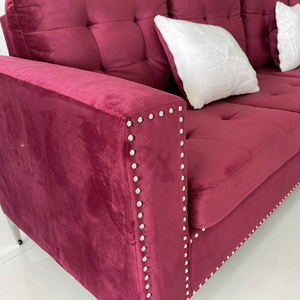Contemporary L-Shaped Corner <b>Sofa</b> Set SFL68028 2.6m X 1.6m with Red PU Fabric Tufted Extendable Home Furniture <b>Sponge</b> Filling - Product Image 6