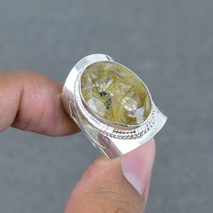 แหวนแต่งงานชุบเงินทำด้วยมือทำจากทองเหลืองพลอยควอตซ์ธรรมชาติเครื่องประดับแฟชั่นดีไซน์สุดฮิต - Product Image 1