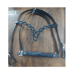 Cómoda brida anatómica para montar a caballo de cuero genuino con diamantes de imitación Crystal Bling Essential Horse Products - Product Image 4
