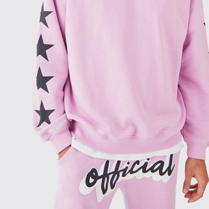 Conjunto de Sudadera con Capucha Rosa para Hombre, Corte Holgado, Felpa, Estampado de Estrellas, Chándal Informal con Bolsillo, Ropa de Otoño - Product Image 6