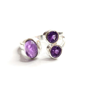 แหวนพลอยอเมทิสต์ 5.4 กรัม ดีไซน์เรขาคณิต เครื่องประดับชั้นดี ประดับด้วยพลอยโทแพซ ชุบโรเดียม เหมาะสำหรับสวมใส่ทุกวัน - Product Image 1