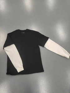 Haute qualité hommes Double couche surdimensionné à manches longues lavage à l'acide en détresse t-shirt 100% coton Street Wear coupe régulière éponge - Product Image 2