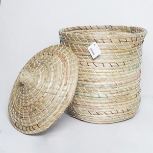 NEW PRODUCT! Tienphong Wholesale 2025 Handwoven Mendong <b>Seagrass</b> Storage <b>Basket</b> <b>with</b> <b>Lid</b> for Clothing Storage - Product Image 3