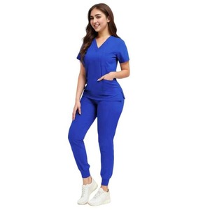 ชุดสครับผ้ายีนส์สำหรับมืออาชีพด้านการดูแลสุขภาพปรับแต่งสีโลโก้ - Product Image 5