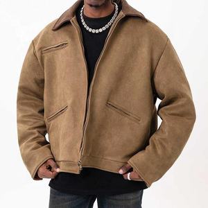 แจ็กเก็ตบอมเบอร์แบบมีซิปรูดลำลองของผู้ชายสไตล์วินเทจดีไซน์ทันสมัยมีปกสีตัดกันน้ำหนักเบาเครื่องแต่งกายแนวสตรีทสำหรับฤดูใบไม้ร่วง - Product Image 6