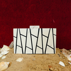 Luxury Resin and Wooden Inlay <b>Clutch</b> <b>Bag</b> for Women Handmade Geometric Pattern Evening Party <b>Wedding</b> Designer Handbag - Product Image 1