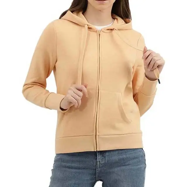 Solid Color Zipper Women Clothing Hoodies Sweatshirts Plus Size Cotton Material Slim Fitness Casual Wear New Fashion Hoodie 2023