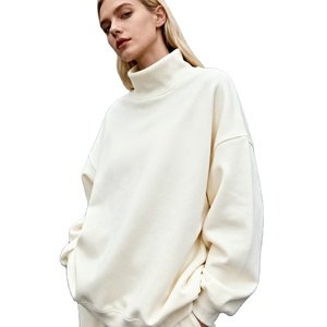 Sudadera de Cuello Alto Larga, de Felpa de Algodón Grueso, Personalizada, para Mujer, Otoño/Invierno, Ecológica, Anti-Pilling, Frente - Product Image 1