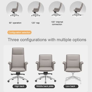 Silla de Oficina Ejecutiva Ergonómica Moderna, Giratoria, de Cuero PU, para Gerentes, con Base de Acero Inoxidable y Respaldo Alto, para Escritorio de Computadora - Product Image 3
